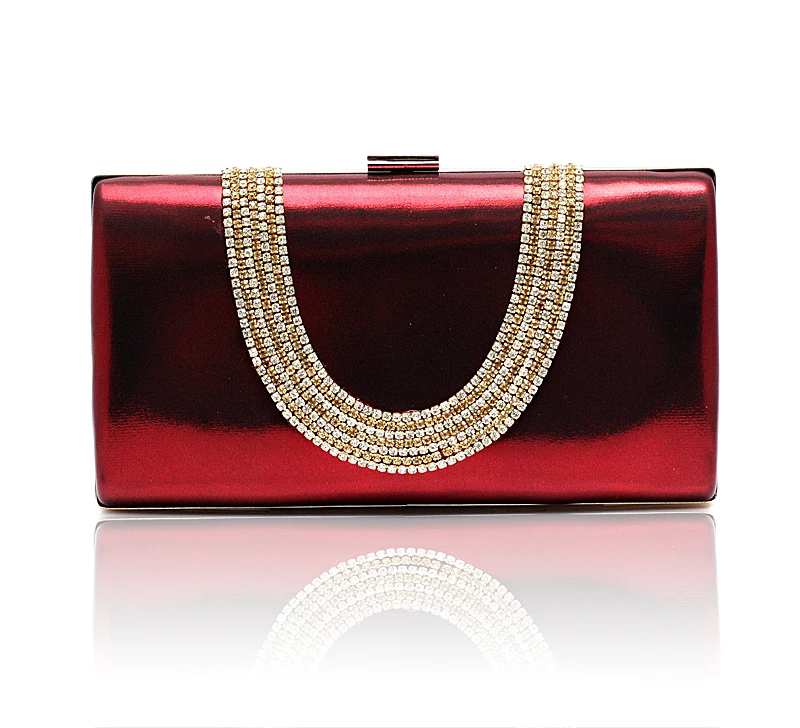 

2016 Top Selling Burgundy Banquet Evening Bag Women Zircon Handbag Clutch Birthday Gift Party Purse Makeup Bag Bolso 12030A