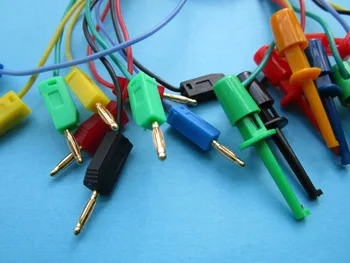 

80 sets Gold Plated 2mm Banana Plug to Small Size Probes Test Hook Clip Lead Cable 5 Colors 50cm