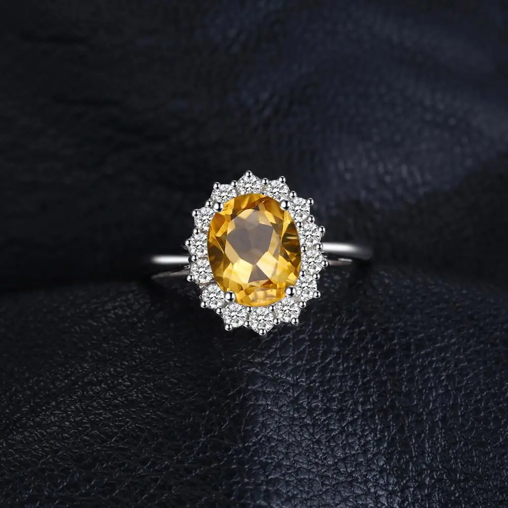 Jewelrypalace Кейт Принцесса Диана 1.8ct натуральный цитрин Обручение Halo Кольцо 925
