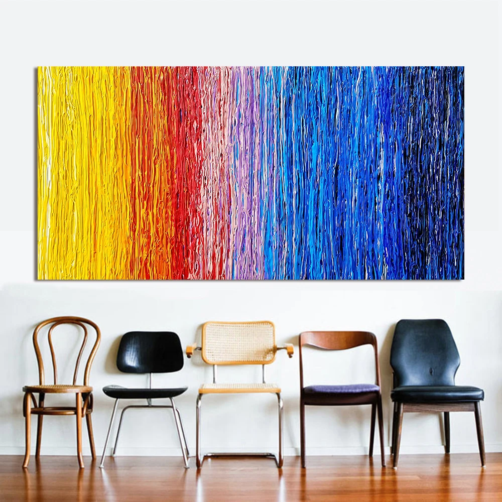 

HDARTISAN Abstract Oil Painting Colorful Pattern Canvas Art Wall Pictures For Living Room Home Decor Printed Frameless QK2036