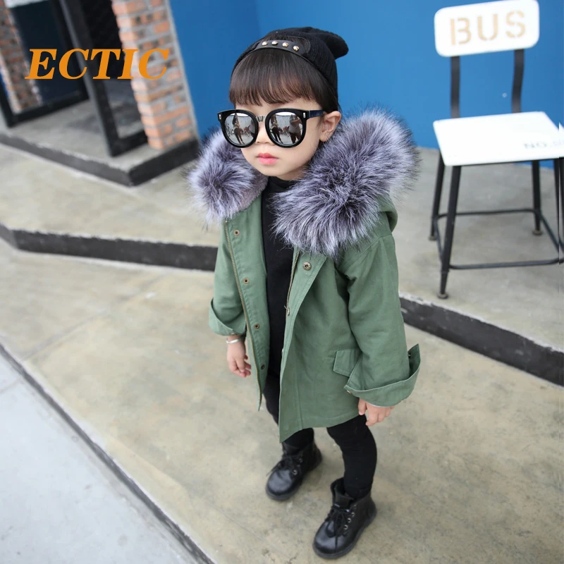 

Angela&Alex Winter Jacket Girls Boys Cotton Coat Suit for Unisex Kids Hooded Fur Collar Zipper Thick Warm Outerwear 2017 New