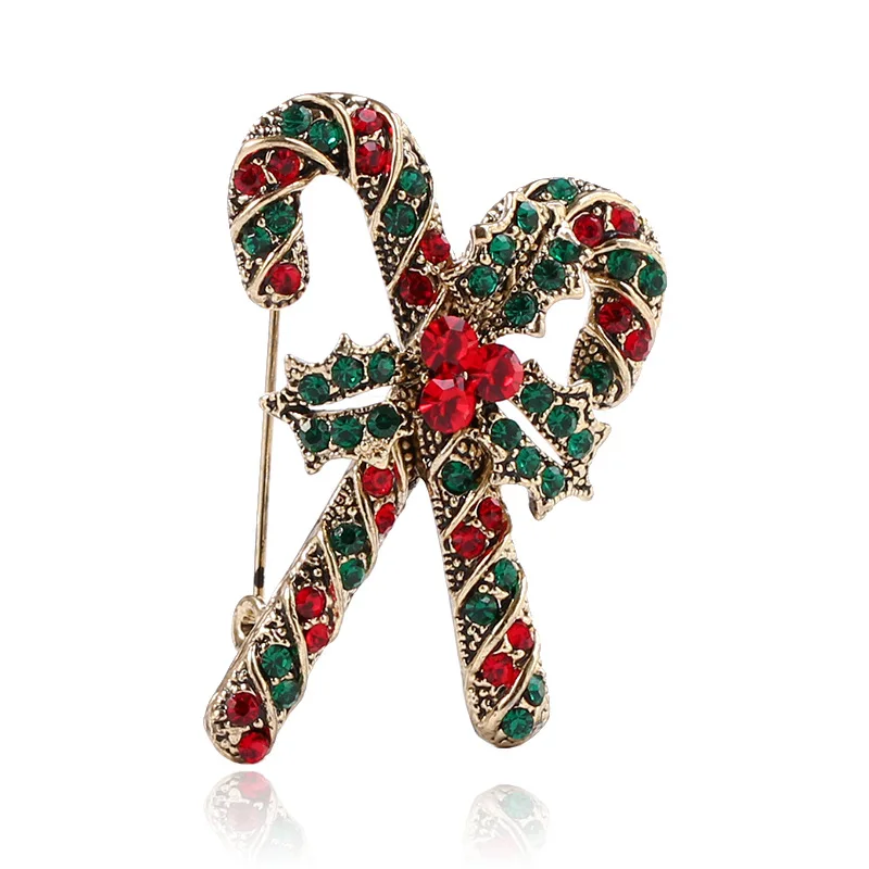 

CINDY XIANG Cute Rhinestone Crutch Brooches For Women Creativity New Year's Clothing Accessories Christmas Gift Pins Jewelry