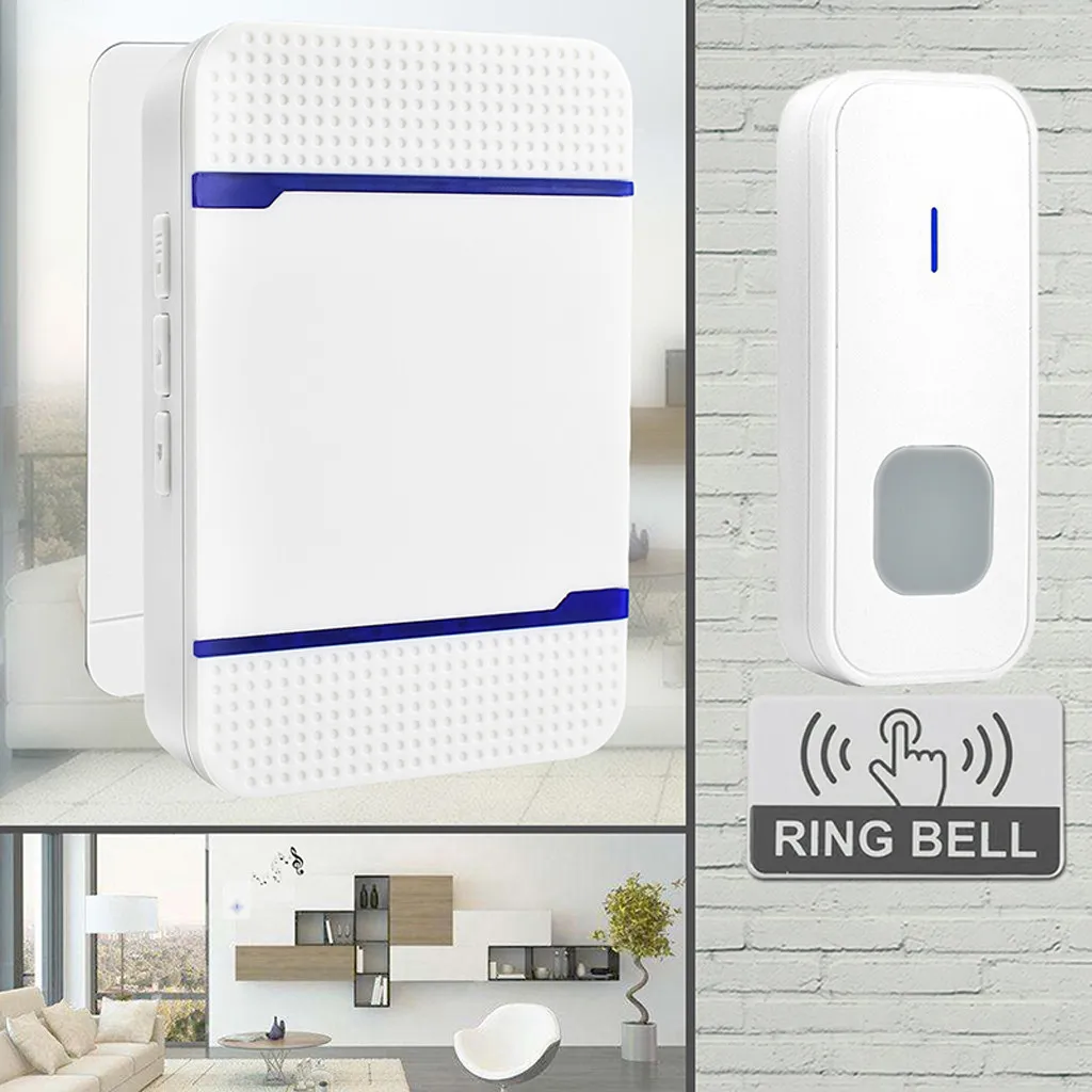 

Wireless LED Door Bell 1000FT Receiver Transmitter 5 Volume IP55 w/ Batteries Doorbell Viewers video Remote smart wifi battery