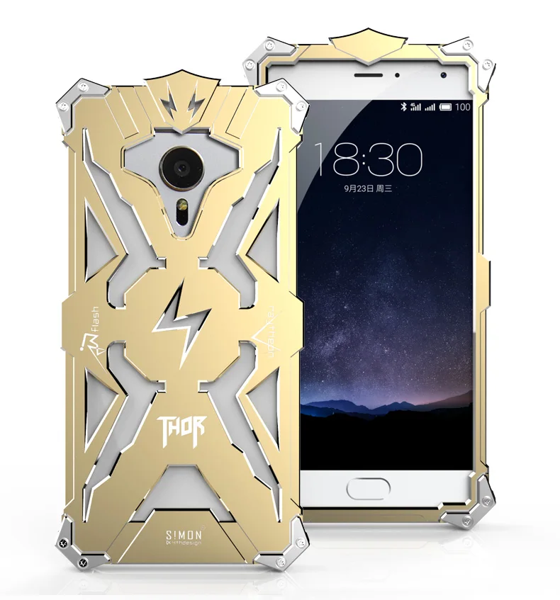 Алюминиевая броня Тор чехол для Meizu Pro 6 Pro 5 Чехол вспышка Железный человек, телефон защитная оболочка кожи сумка - Цвет: Golden