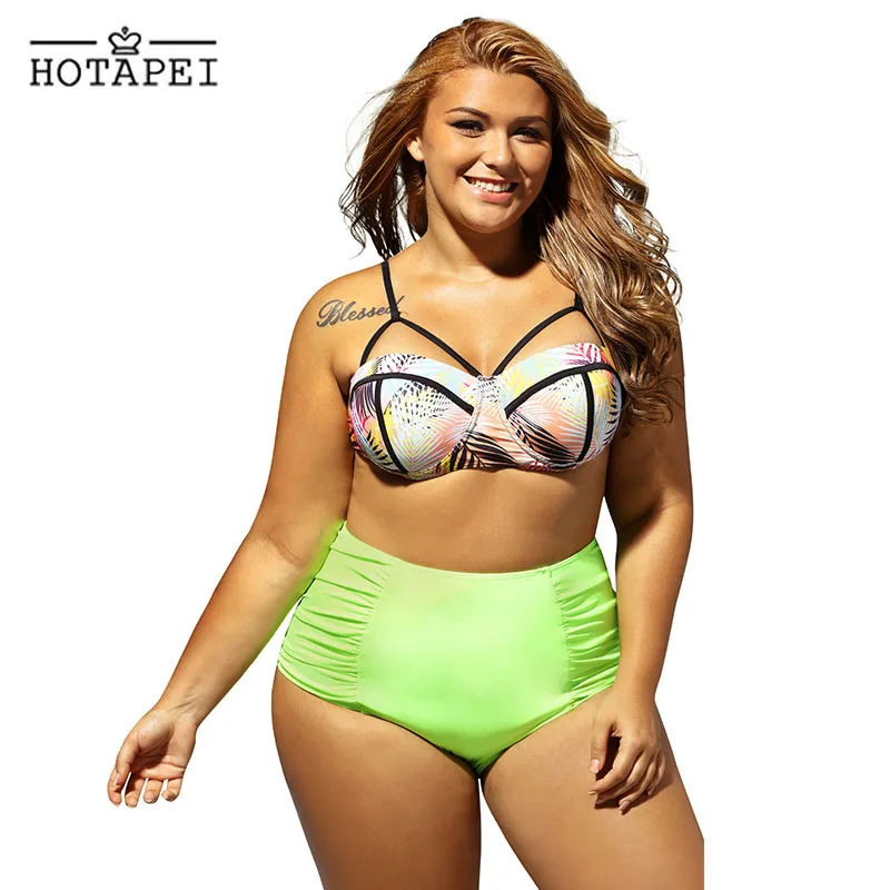 hotapei curvy ragazza a vita alta costume da bagno per le donne lc41712 tropicale di grandi