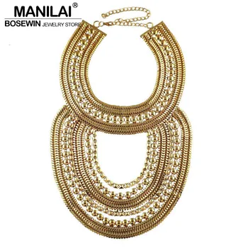 

Boho Style Women Exaggerated Multilevel Chain Pendants Statement Necklaces Big Jewelry Fashion Collar Choker Maxi Accessories