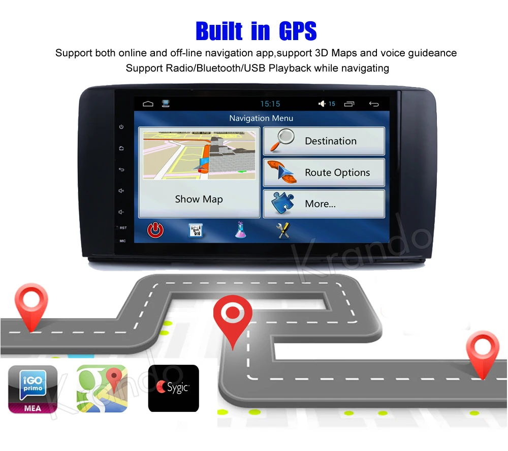 Best Krando 9" Android 8.1 car navigation multimedia system for Benz B class RW251 2006-2012 audio radio gps dvd player 2