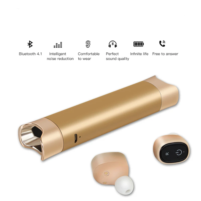 

True TWS Wireless Earbuds Bluetooth Dual Earphones Cordless Sports Earphones Handsfree Headsets with Power Bank Charging Socket