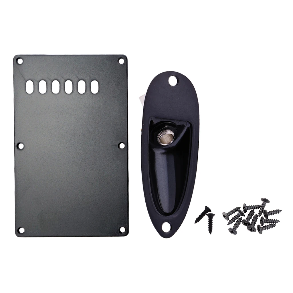 

Tremolo Cavity Cover Backplate with 1/4'' Loaded Jack Socket Plate Screws For Fender Stratocaster,SQ Guitar Replacement Parts
