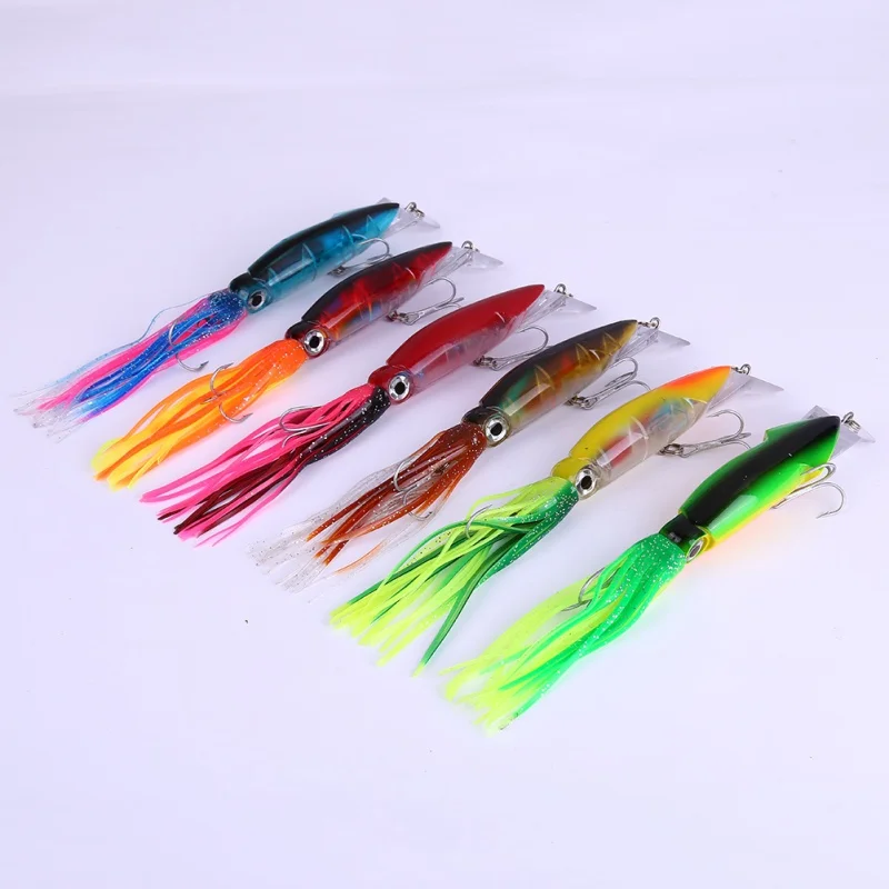 

2018 New Arrived Fishing Lure Squid with fish bait Bait 14cm 42g Fake Fish Lures With Hooks Fishing Tackle Tool squid 6 Color