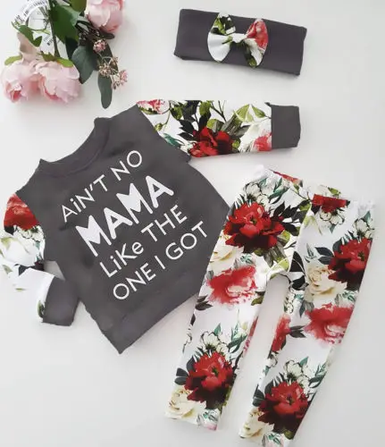 

Boutique Kids Baby Girls Floral Long Sleeve Tops Pants 3Pcs Outfits Set Clothes