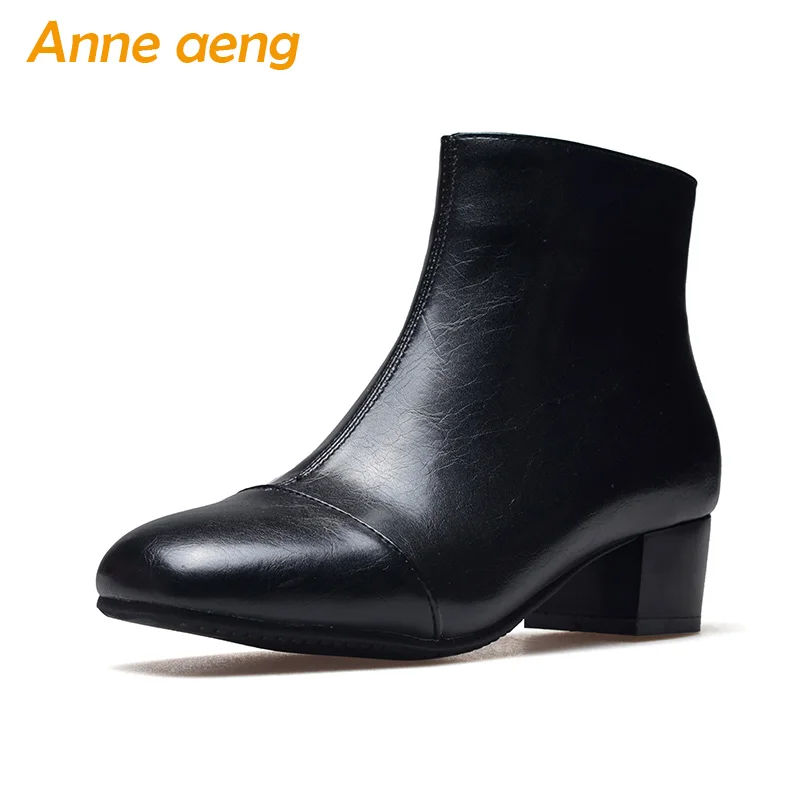 

2019 Autumn winter women chelsea ankle boots middle heels round toe ladies snow boots black winter women shoes plus size 33-45