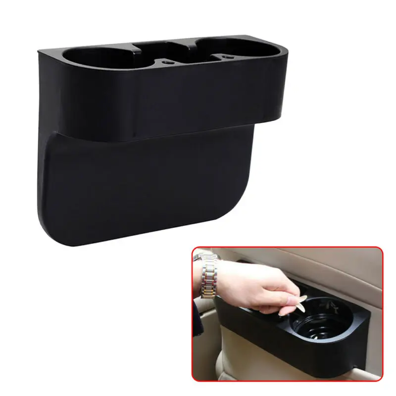

ABS Black Car Interior Central Storage Box Drink Cup Holder Organizer Tray New