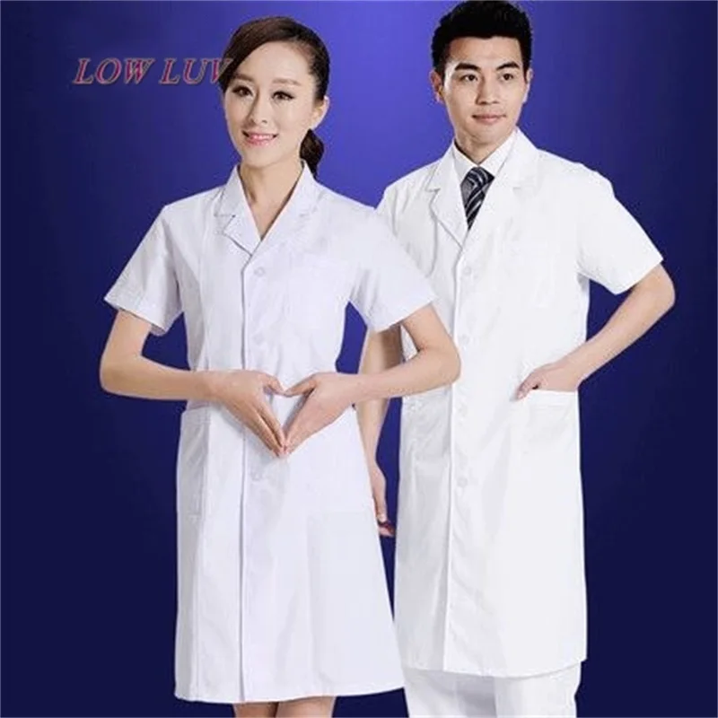 2017 Short Sleeve White Lab Coat Medical Clothes Doctors Uniforms for