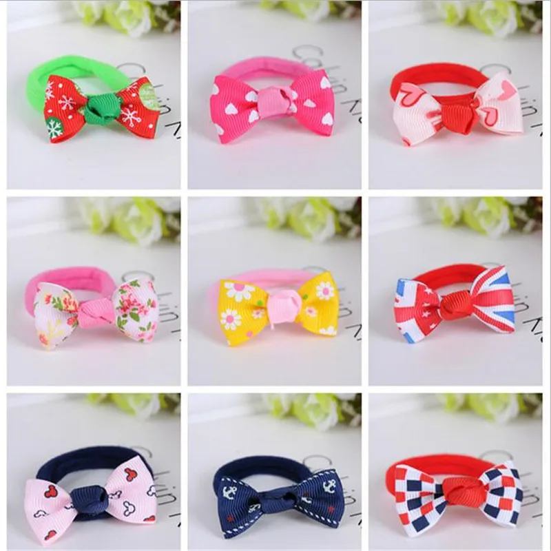 

YWHUANSEN 10pairs/lot Kids Elastic Hair Bands Cute Korean Bowknot Hair Accessories Children Hair Rope Ties Girls Hair Decoration