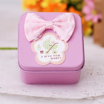 

12pcs/lot Two Shapes Candy Storage Box For Wedding Mini Tin Caddy With Bow Event Party Supplies Gifts Boxes Portable Rangement