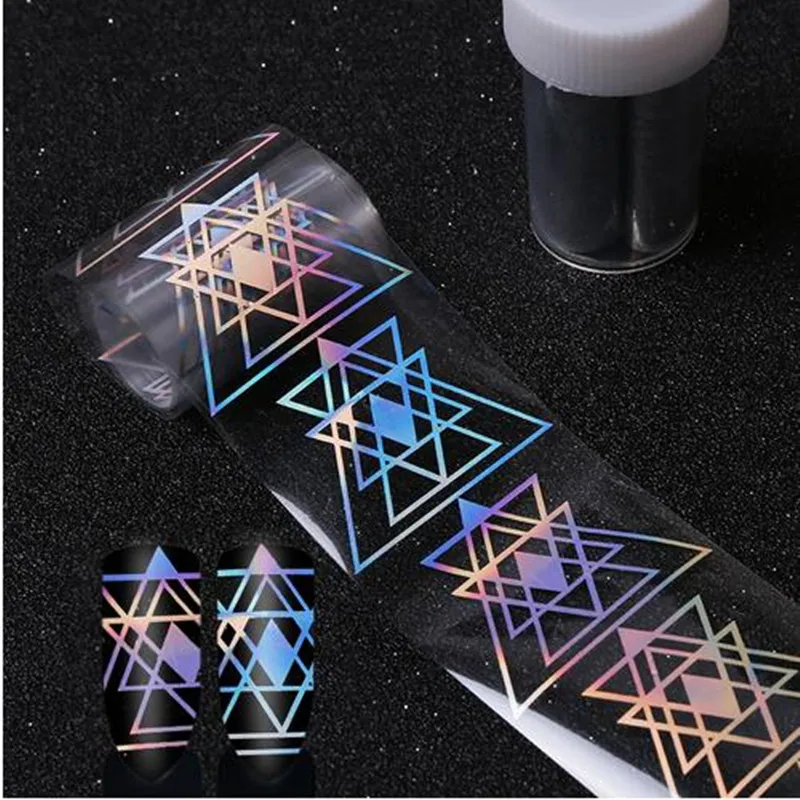 

100cm Negative Space Geometry Stamp Laser Nail Art Transfer Sticker Paper Gradient Holographic Nail Foils Nail Art Decoration