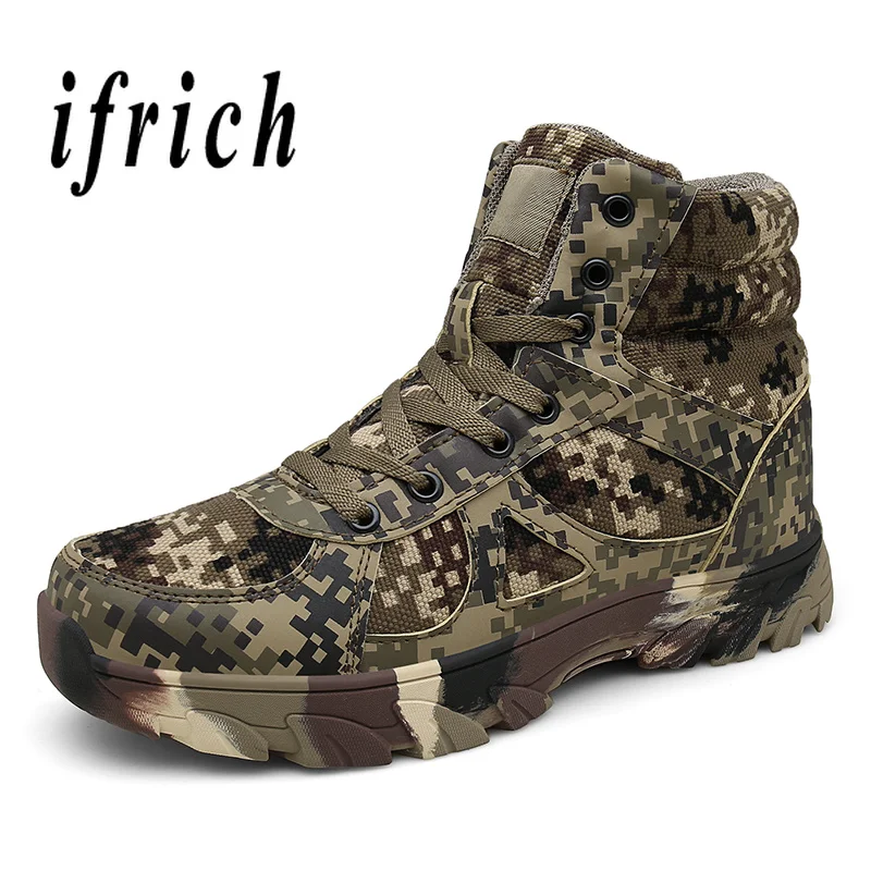 

Autumn/Winter Casual Shoes Men Camo Military Combat Boots Mens With Fur Outdoor Desert Boots Rubber Non-Slip Tactical Men Boots