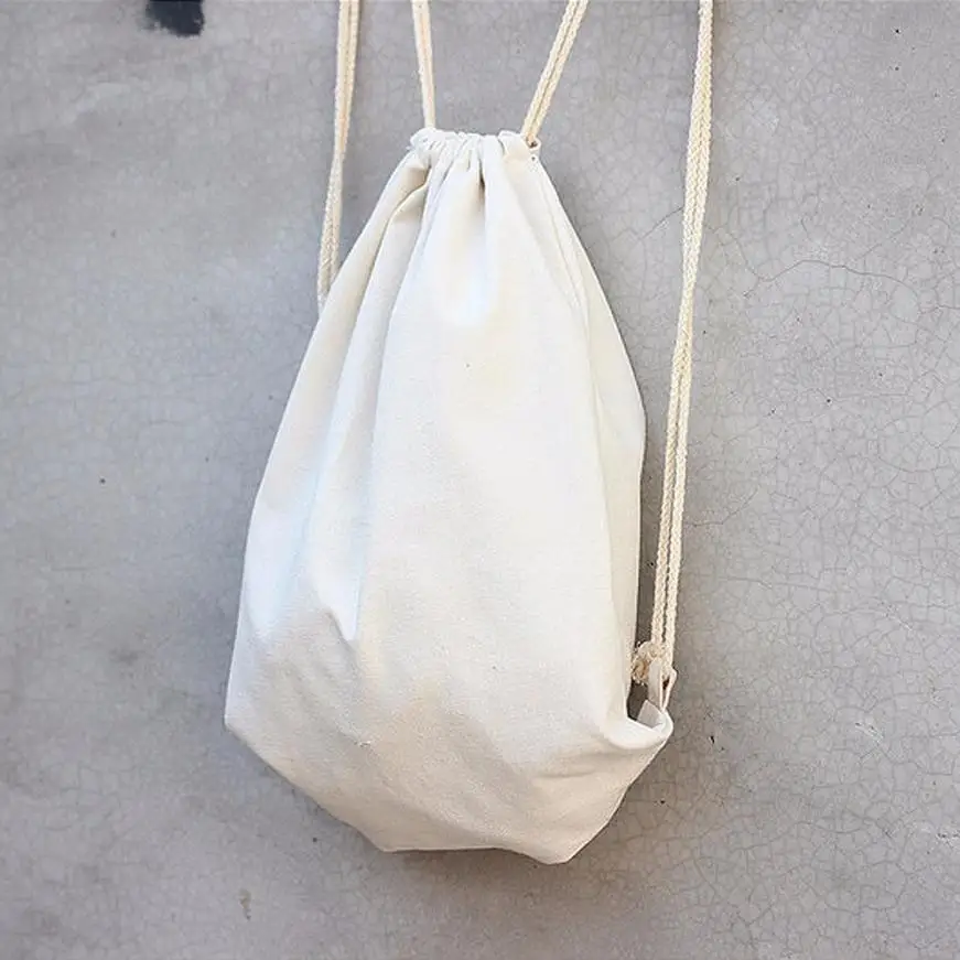 Большой унисекс женский однотонный рюкзак с завязками, школьный рюкзак, сумки для покупок и поездок, женская простая хлопковая сумка с завязками A8