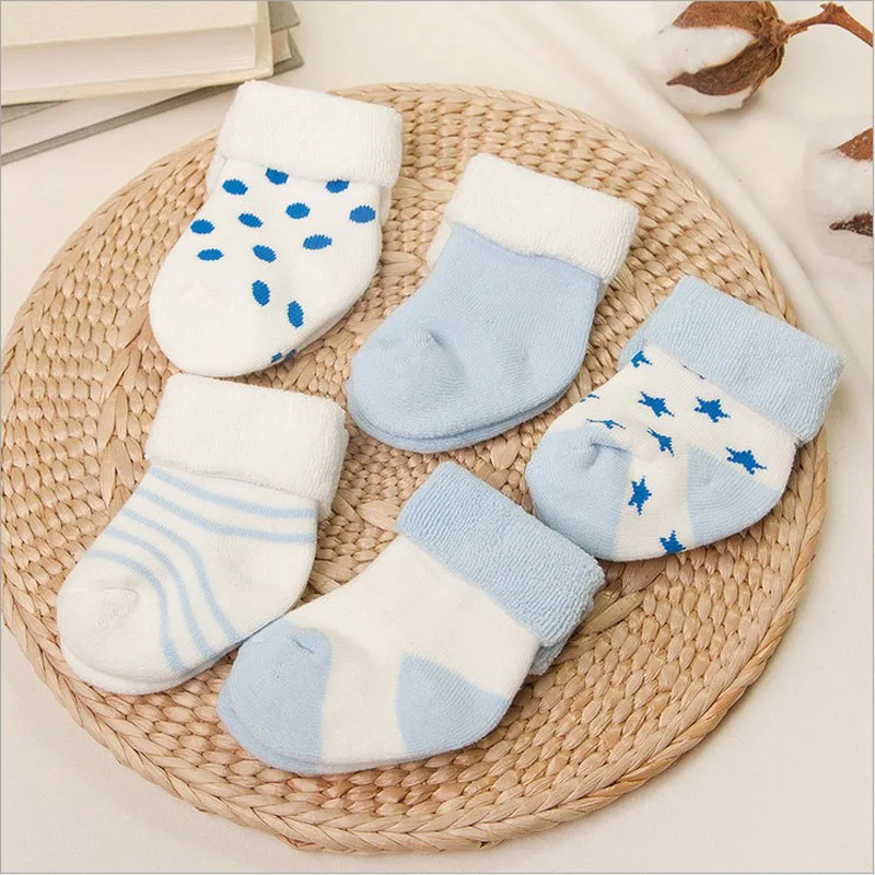 vivamom 5 Pairs baby socks newborns Winter Cotton thickening Unisex