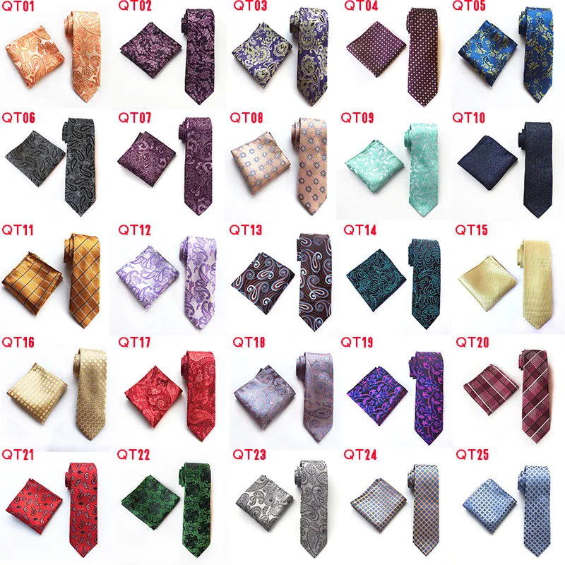 Wholesale DHL/TNT Free Shipping 20pcs/lot 125 Styles Tie Set 8 cm Mans Tie pocket square Set Silk Business Necktie Cravat