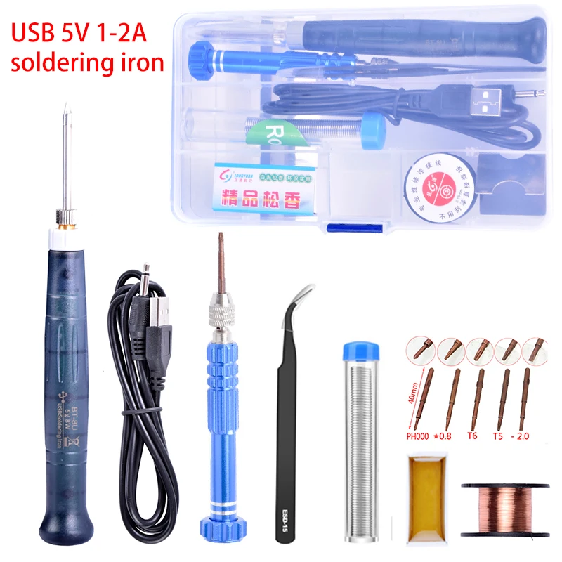 

5V 8W Mini Portable USB Solder Iron Pen Tip Touch Switch Electric Soldering Irons Station Welding Repair Tool Soldering Iron Set