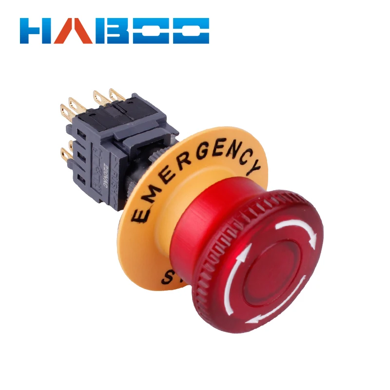 1pcs dia.16mm led light emergency stop switch 3NO+3NC led