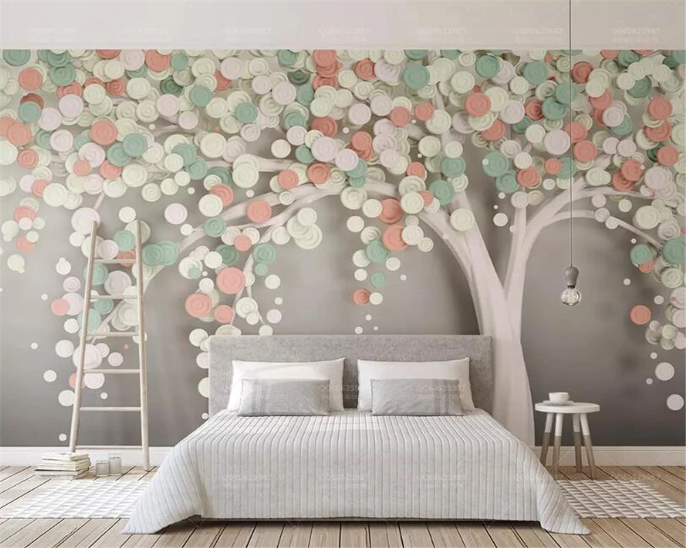 Custom Wallpaper Silk Material Modern Candy Colored Tree Mural Living Room  Sofa Tv Background Wall Papers Home Decor - Wallpapers - AliExpress