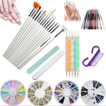 

37Pcs/Set Nail Art Tool Set Professional DIY Nail Rhinestone Decoration Nail Brushes Painting Tool Manicure Set Kit