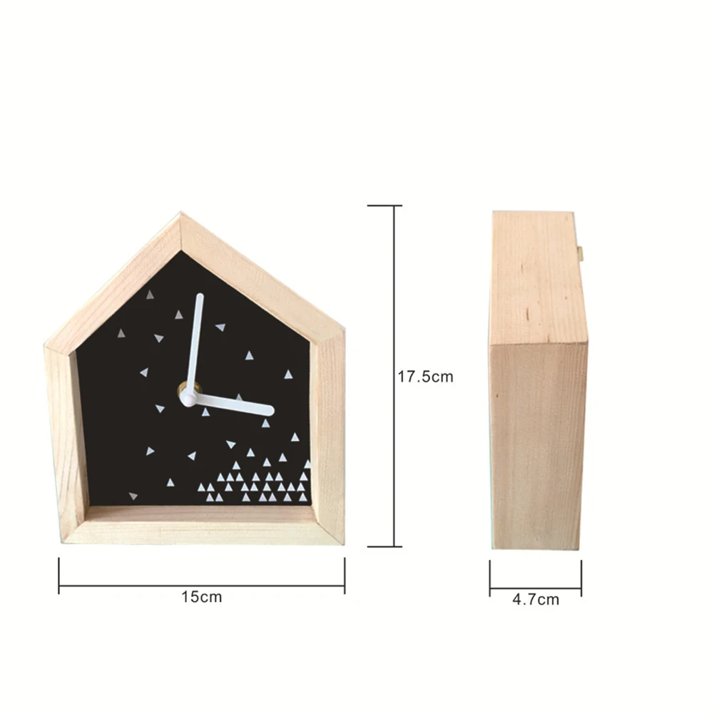 Креативные портативные декоративные настольные деревянные часы в форме дома, украшение для гостиной, спальни, деревянные настенные часы, домашний декор