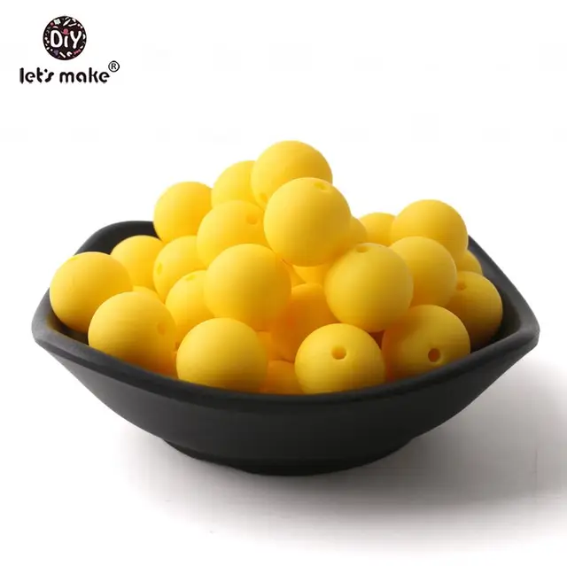 Let's make 50pcs Silicone Beads 12mm Eco-friendly Sensory Teething Necklace Food Grade Mom Nursing DIY Jewelry Baby Teethers yellow
