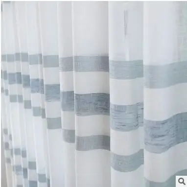tulle curtain2 Новое поступление 2 цвета синий/розовый полосатый современный/средиземноморский шторы s для гостиной с рисунком Тюль занавеска для спальни - Цвет: tulle curtain2
