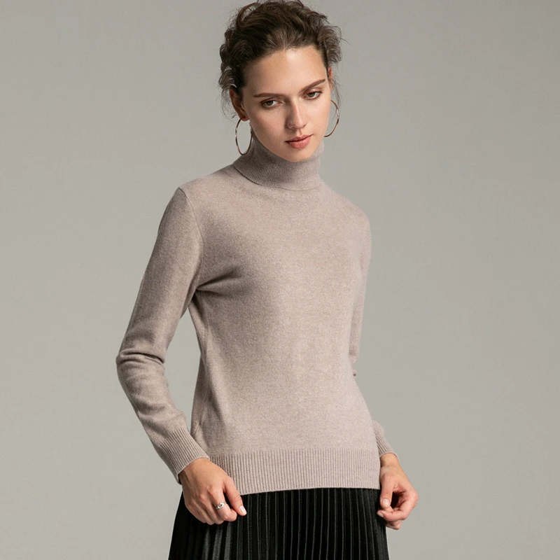 LHZSYY Autumn Winter New Women High lapel 100%Cashmere sweater Bottoming Shirt Knit Pullover Solid color Short Wild Warm Sweater