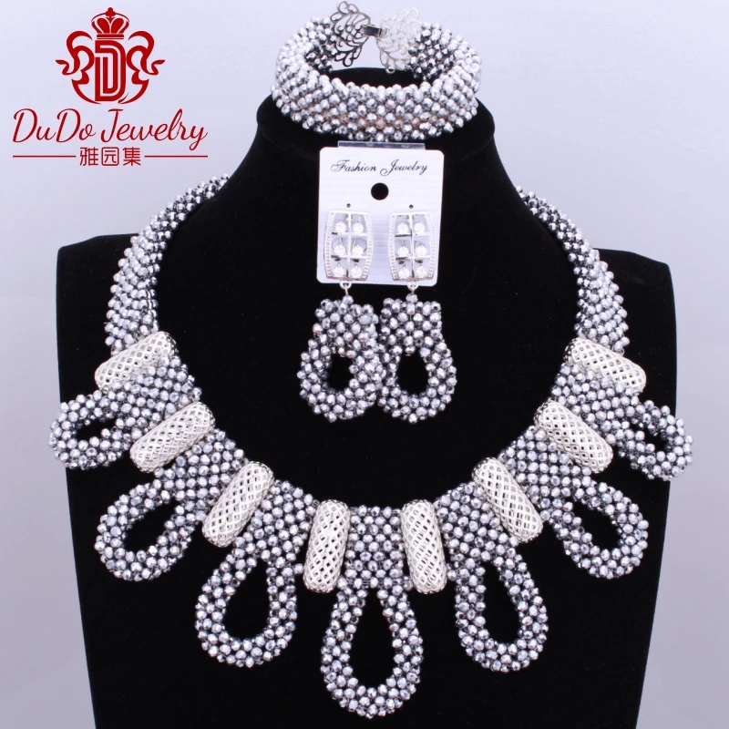 2017 модный серебряный большой дизайн ювелирного ожерелья наборы нигерийские Свадебные африканские бусины украшения для рождественского ко... 2017 модный серебряный большой дизайн ювелирного ожерелья наборы нигерийские Свадебные африканские бусины украшения для рождественского ко...