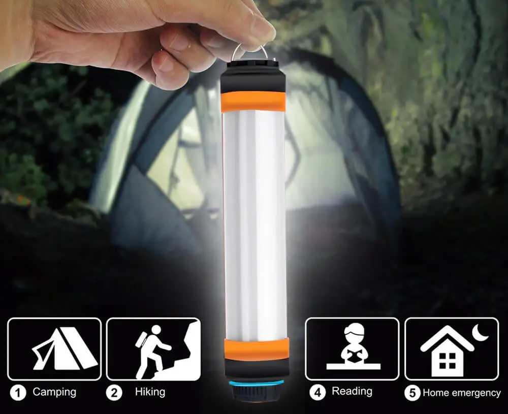 16 cm 6.3in 2.5 W Mosquito Tent Camping Light Rechargeable Portable Lantern Flashlight Dimmable With Magnet Blue Red Warn light