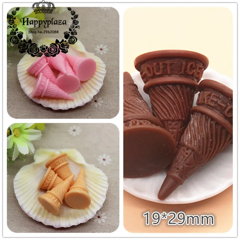 

10pcs Cute 3D Resin Ice Cream Cone Base Simulation Miniature Food Art Flatback Cabochon DIY Craft Decoration,19*29mm