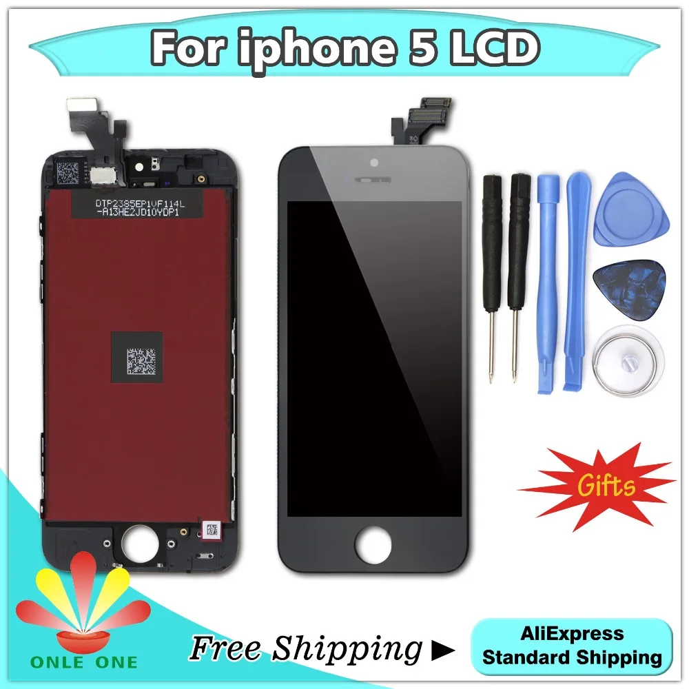 Высокое качество ЖК дисплей + сенсорный экран для iphone 5 5G дигитайзер сборка черный