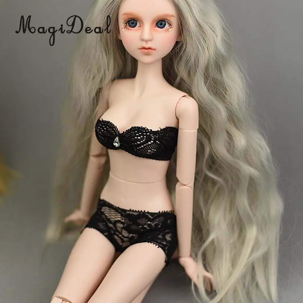 Fashion Black & White Lace Underwear Set for 1/4 BJD Night Lolita Doll Accessories