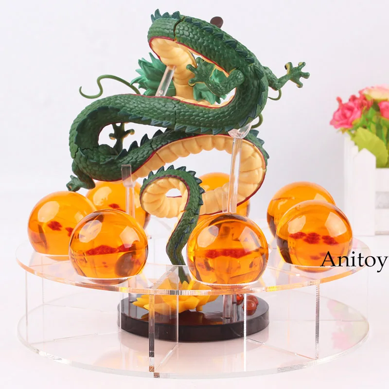 Аниме мультфильм Dragon Ball Z ShenLong Shenron+ 7 хрустальных шаров 4 см Набор ПВХ WCF MEGA MG01 Shenron Dragon Ball коллекционная игрушка