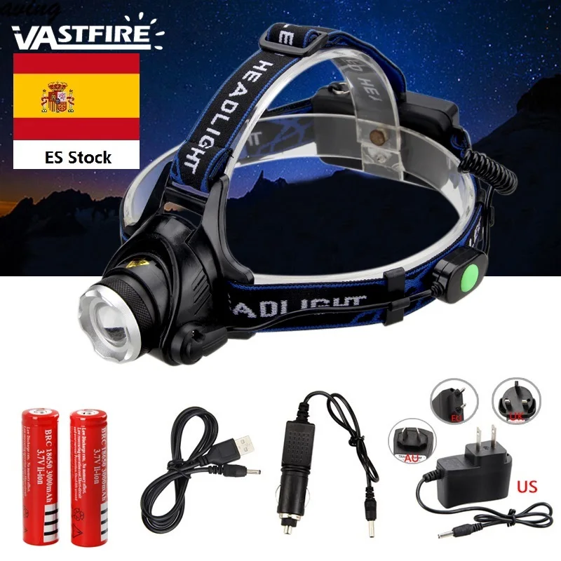 

1000 Lm T6 LED Headlamp Head Light Zoom Flashlight Torch Waterproof Headlight+Rechargeable 18650 Battery+Charger