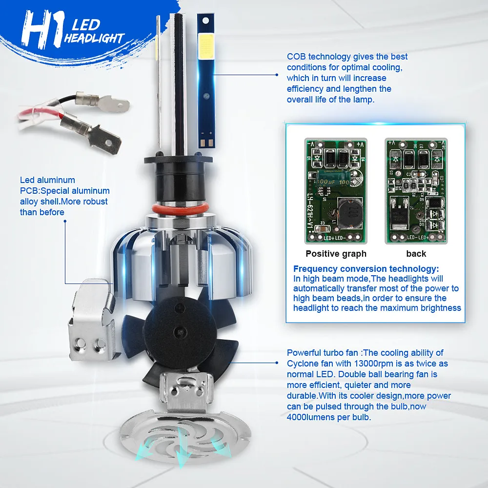 H1 HB2 80 W 8000LM ChipsLED Kit Farol Hi Lo Feixe L mpadas 6000 K TJ 