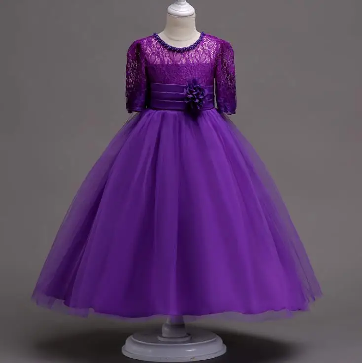 

Lovely White Half Sleeve Lace Flower Girl Dresses First Holy Communion Dresses Pageant Gown Princess Pageant Birthday dresses