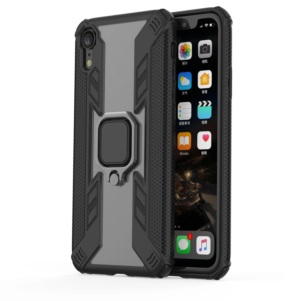 

Conelz For iPhone XR X XS Max Phone Case Protective Armor Case with Grip Ring Holder Stand Magnetic Back Case Cover
