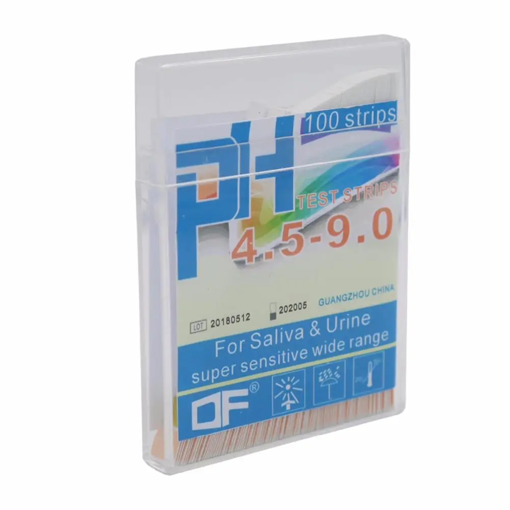 100 полосок/коробка 4,5-9,0 двухцветная Точная PH человеческая кислота тестовая бумага для подготовки слюны мочи