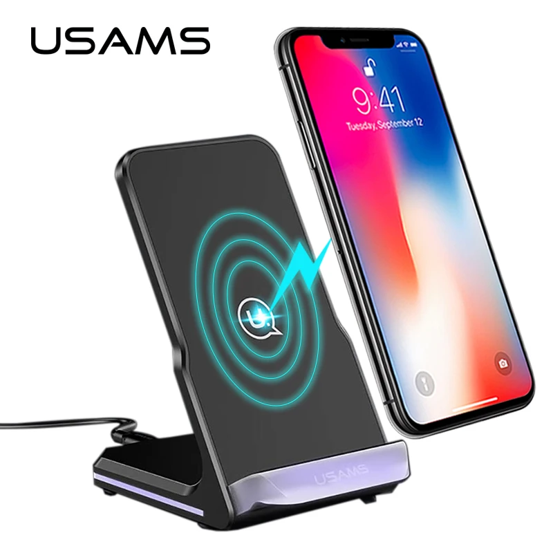 

For iPhone X 8 8 Plus Wireless charger Docking Dock 5V 2A USAMS Metal Original Qi Wireless charging for Samsung Galaxy S8/S8+/S7