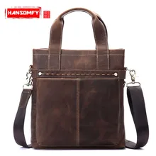 Мужской портфель из натуральной кожи, Ретро сумка-мессенджер, мужские сумки crazy horse, кожаная сумка на плечо