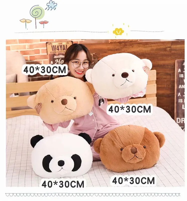 40 см креативный Медведь голова плюшевая игрушка мягкое плюшевое животное панда плюшевая подушка детские игрушки дети кукла милая Подушка