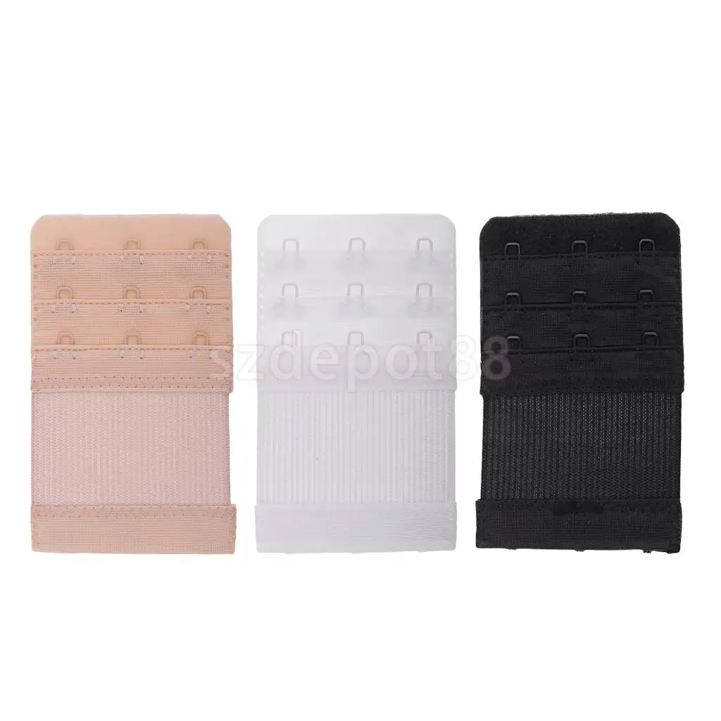 Women 3 Colours Bra Extender 3 Hooks 3 Row Elastic Bra Extension Strap Women's Lingerie Accessories