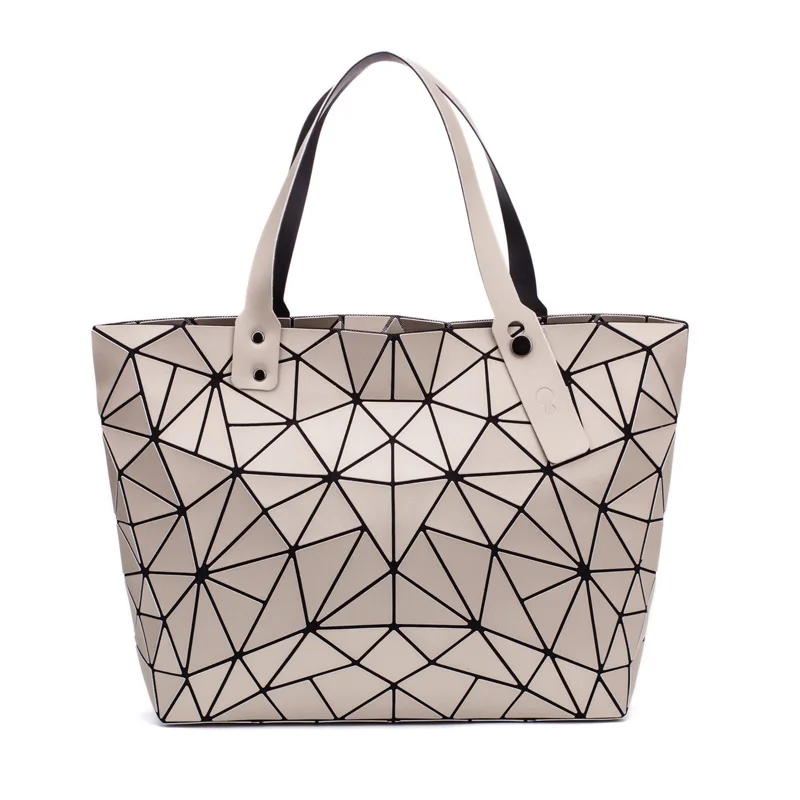 Koop Matte Womens Handtas Diamond Tote PU Geometrische Messenger Schoudertas Laser Vlakte Vouwen Tassen Mode Toevallige Boodschappentas bolso