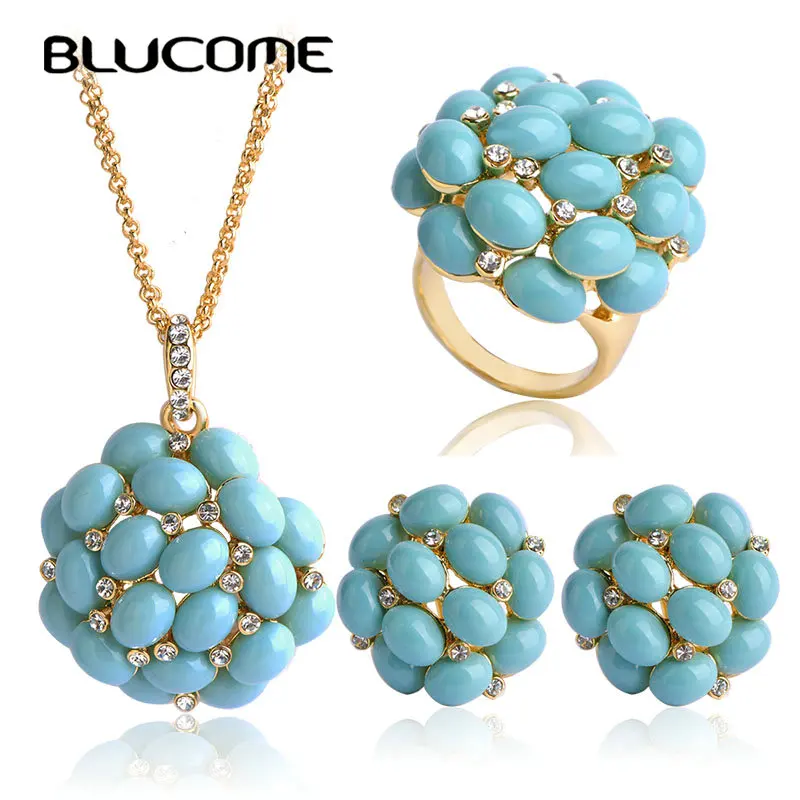 Blucome Роскошные Ювелирные наборы большие длинные Подвески ожерелье Max Brincos